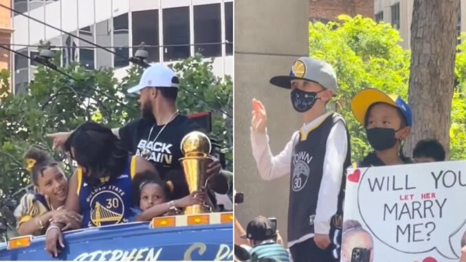 Video Shows a Golden State Warriors Fan Propose to Ayesha & Steph Curry's Daughter, Riley