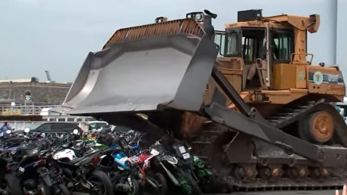 NYC Mayor Eric Adams Bulldozes 92 Illegal Dirt Bikes & ATVs