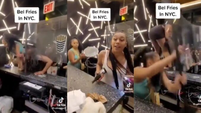 Caught In 4K: Irate Ladies Captured on Camera Attacking Employees & Trashing Bel Fries Eatery in NYC