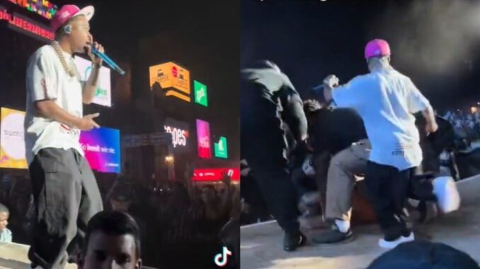Rapper Roddy Ricch Literally Gives a Random Fan 'The Boot' Off Stage
