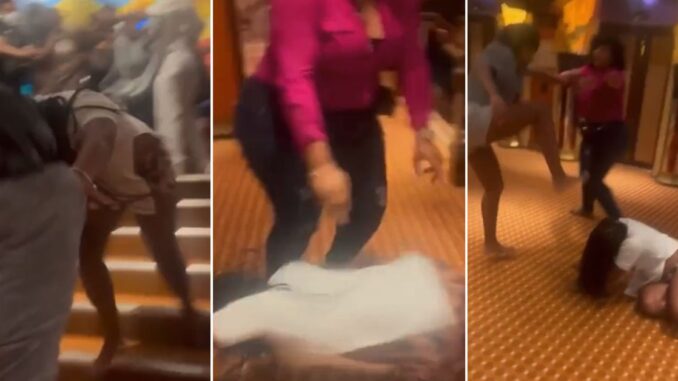 Woman Gets Snatched by Her Braids & Dragged Down the Stairs During a Brawl on A Cruise Ship!