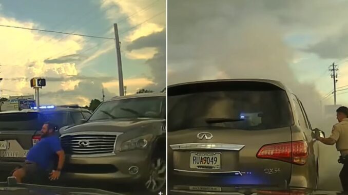Reckless: Intense Dashcam Video Shows Georgia Woman Ramming Police Cars and Hitting Pedestrian to Avoid Arrest